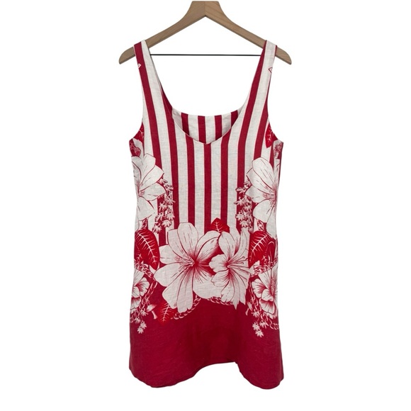 Farm Rio Red Floral Stripe Linen Mini Mini Dress Medium Pockets Botanical Boho - Picture 8 of 13